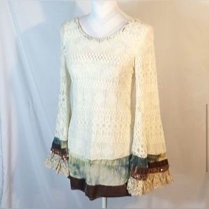 Boho Gypsy Long Lace Sleeve Statement Top